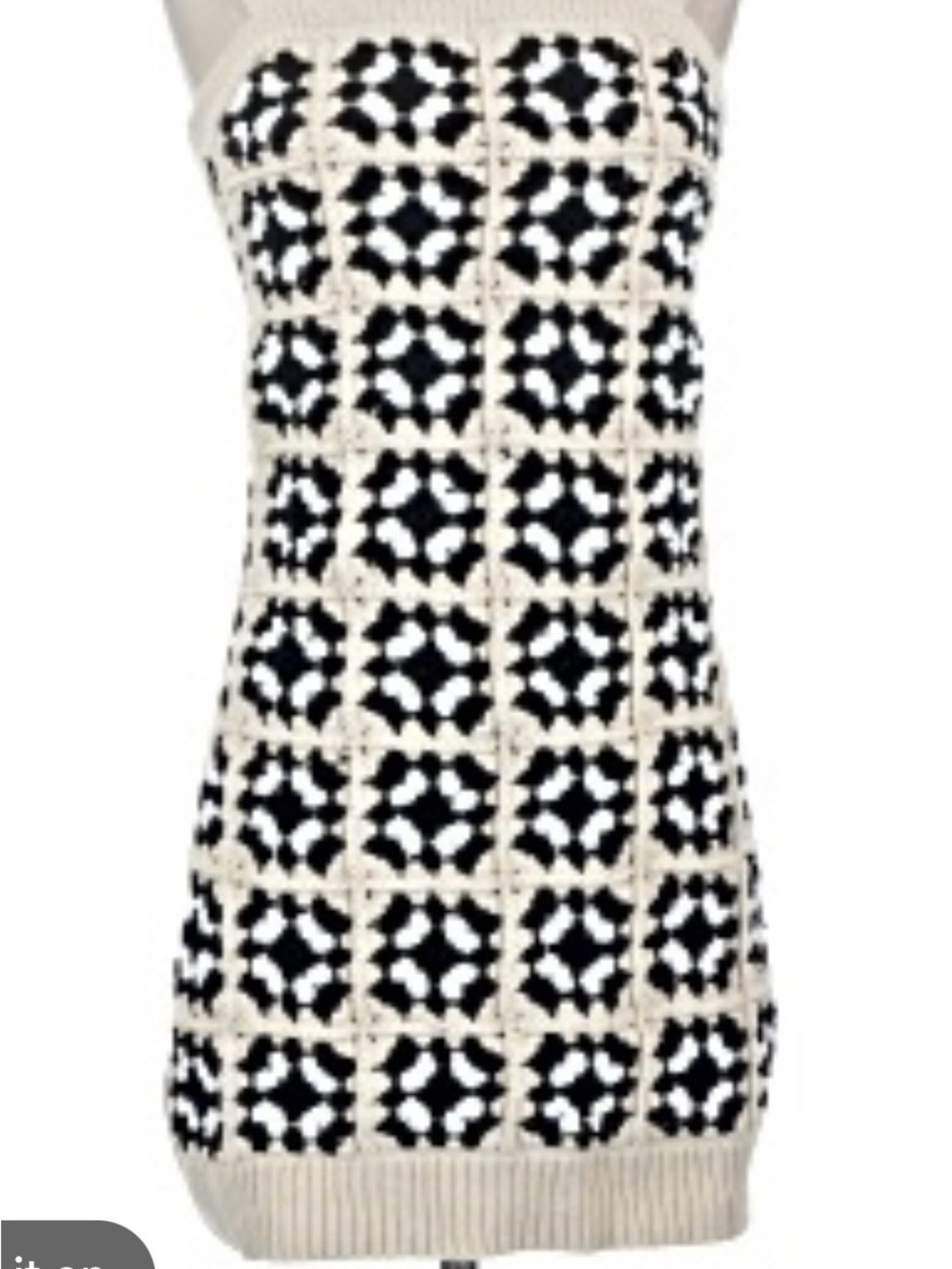 Design History Black and Cream Crochet Mini Dress